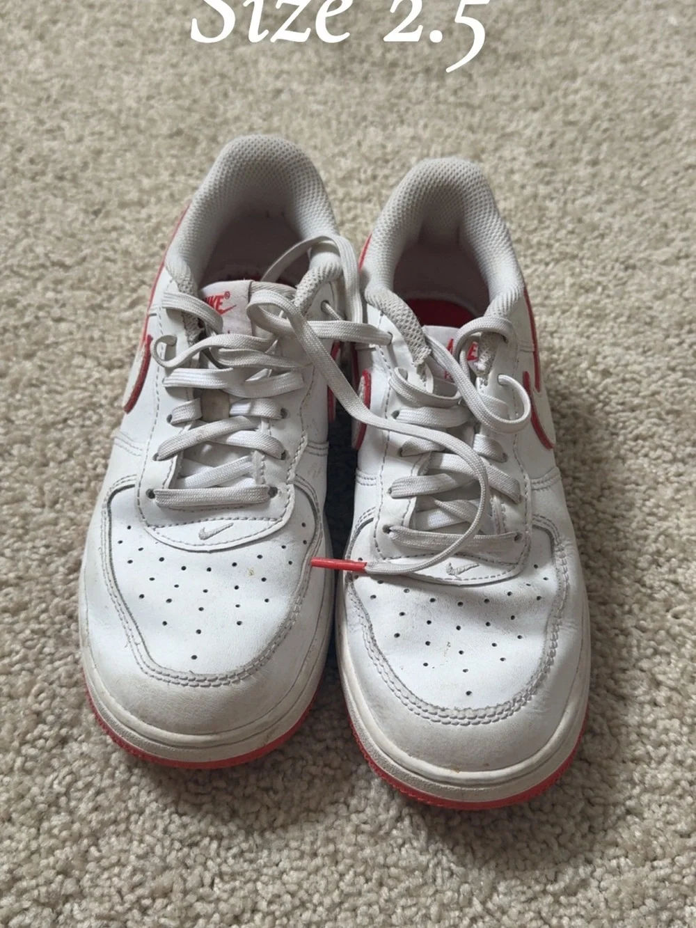 Nike White and Pink Kids Sneakers